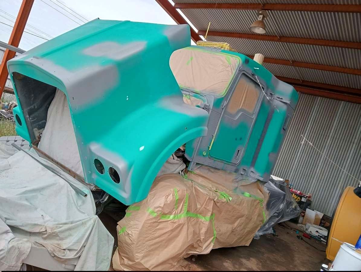 Prime mover cab in primer during two pack coating